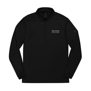 Pull à col zippé brodé TÊTE HAUTE — Quoi qu’il arrive · Ligne Active