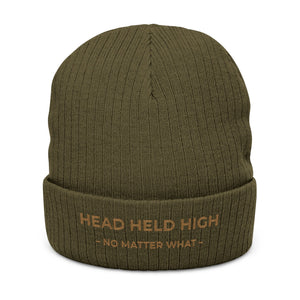 Bonnet brodé HEAD HELD HIGH — No matter what · Mutu Likolo