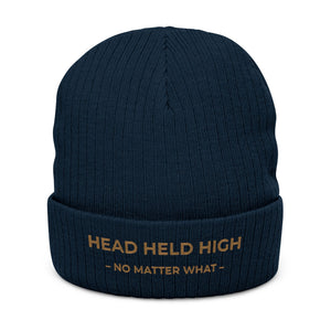 Bonnet brodé HEAD HELD HIGH — No matter what · Mutu Likolo