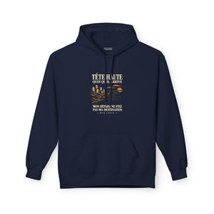 Hoodie Street TÊTE HAUTE — Mon départ ne fixe pas ma destination · Mutu Likolo