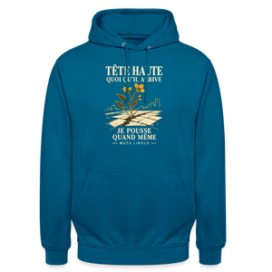 Hoodie Street Tête haute — Je pousse quand même | Prise de Conscience - bleu profond 