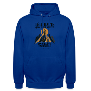 Hoodie Street Tête haute — On s’élève ensemble | Prise de Conscience - bleu royal