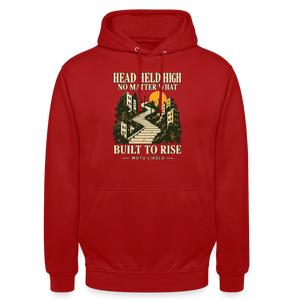 Street Hoodie Head Held High — Built to Rise | Prise de Conscience - rouge