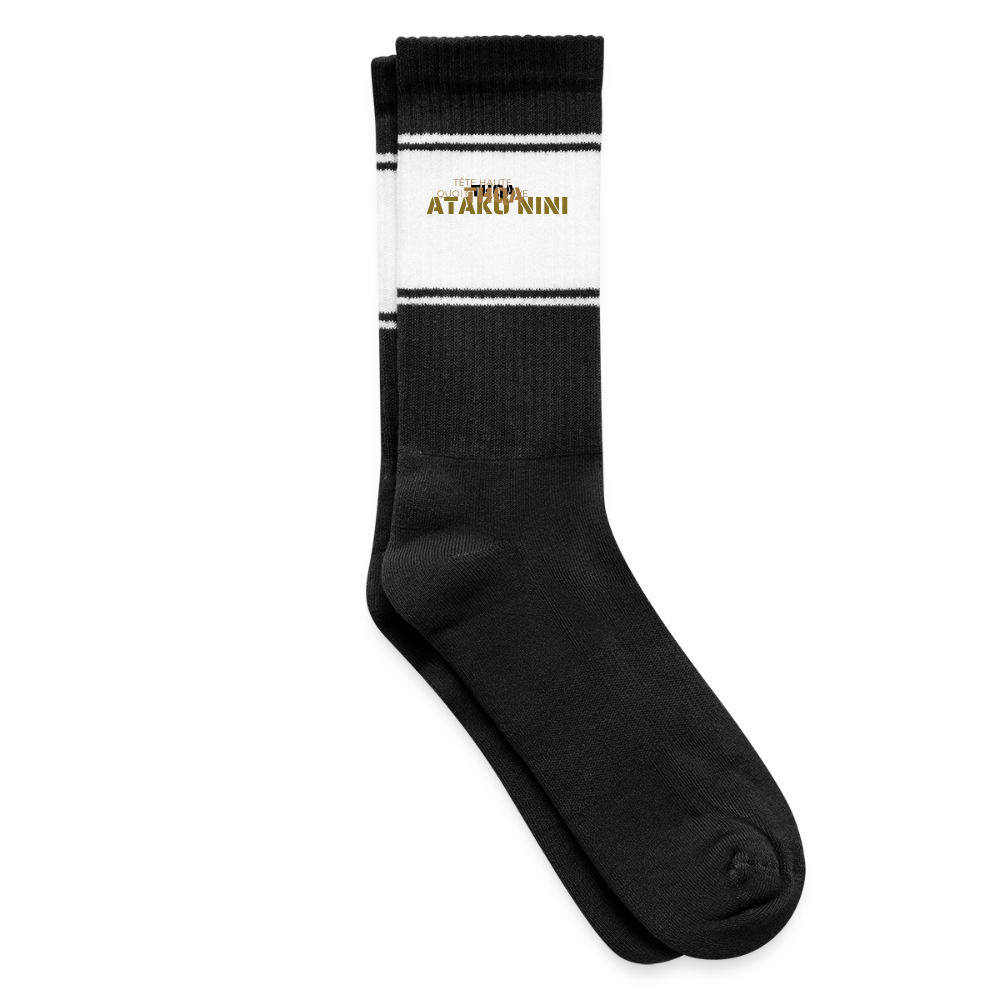 Chaussettes THQA – Noir & Doré | Mutu Likolo - blanc/noir