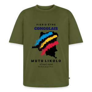 T-shirt Premium bio oversize Unisexe FIER D'ÊTRE CONGOLAIS - kaki