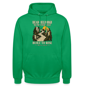 Street Hoodie Head Held High — Built to Rise | Prise de Conscience - vert
