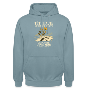 Hoodie Street Tête haute — Je pousse quand même | Prise de Conscience - bleu fumée