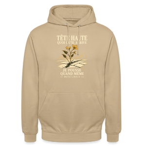 Hoodie Street Tête haute — Je pousse quand même | Prise de Conscience - beige