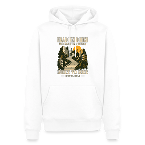 Street Premium Hoodie Head Held High — Built to Rise | Prise de Conscience - blanc