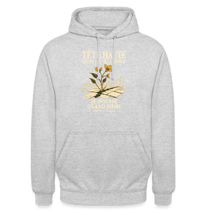 Hoodie Street Tête haute — Je pousse quand même | Prise de Conscience - gris clair chiné