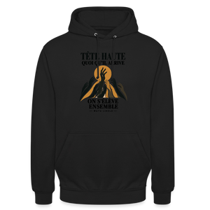 Hoodie Street Tête haute — On s’élève ensemble | Prise de Conscience - noir