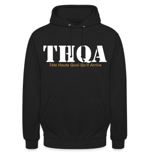 THQA Sweat-shirt à capuche unisexe - noir