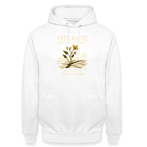 Hoodie Street Tête haute — Je pousse quand même | Prise de Conscience - blanc