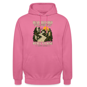 Street Hoodie Head Held High — Built to Rise | Prise de Conscience - rose