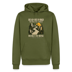 Street Premium Hoodie Head Held High — Built to Rise | Prise de Conscience - kaki