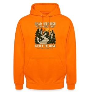 Street Hoodie Head Held High — Built to Rise | Prise de Conscience - orange
