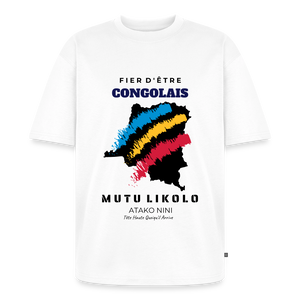 T-shirt Premium bio oversize Unisexe FIER D'ÊTRE CONGOLAIS - blanc