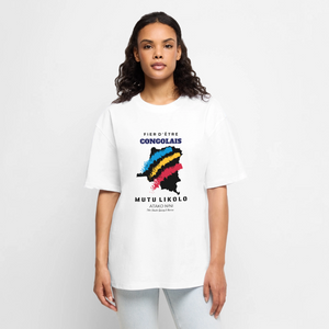 T-shirt Premium bio oversize Unisexe FIER D'ÊTRE CONGOLAIS - blanc