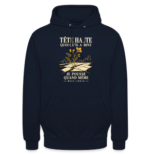 Hoodie Street Tête haute — Je pousse quand même | Prise de Conscience - marine