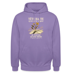 Hoodie Street Tête haute — Je pousse quand même | Prise de Conscience - lavande