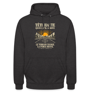 Hoodie Street Tête haute — Le terrain change, la force reste | Prise de Conscience - charbon