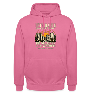 Hoodie Street Tête haute — Du quartier aux sommets, édition couleurs | Prise de Conscience - rose