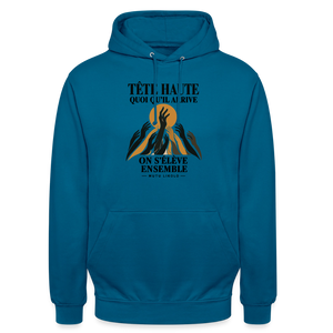 Hoodie Street Tête haute — On s’élève ensemble | Prise de Conscience - bleu profond 