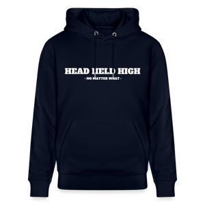 HEAD HELD HIGH — No Matter What — Organic Black Hoodie - marine — technical 10