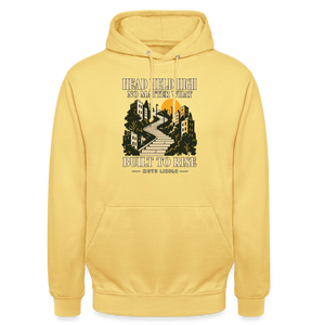 Street Hoodie Head Held High — Built to Rise | Prise de Conscience - jaune citron