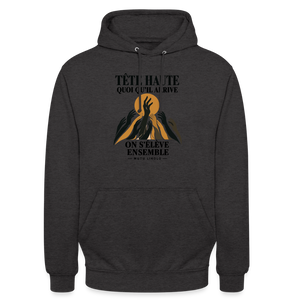 Hoodie Street Tête haute — On s’élève ensemble | Prise de Conscience - charbon