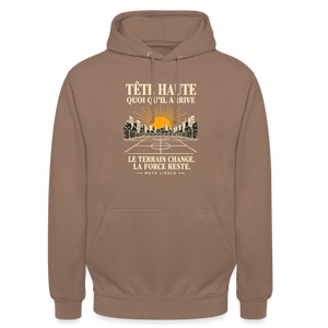 Hoodie Street Tête haute — Le terrain change, la force reste | Prise de Conscience - moka