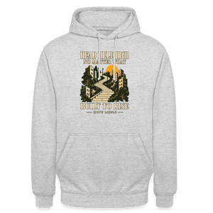 Street Hoodie Head Held High — Built to Rise | Prise de Conscience - gris clair chiné