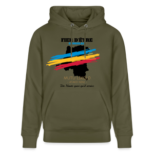 Hoodie bio Mutu Likolo — Fier d’être Congolais - vert kaki
