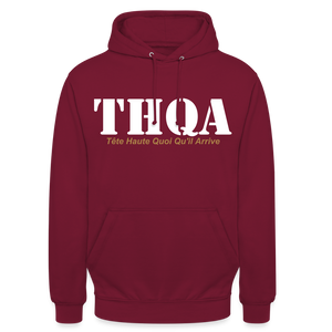 THQA Sweat-shirt à capuche unisexe - bordeaux