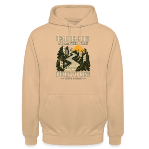 Street Hoodie Head Held High — Built to Rise | Prise de Conscience - pêche
