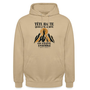 Hoodie Street Tête haute — On s’élève ensemble | Prise de Conscience - beige