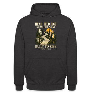 Street Hoodie Head Held High — Built to Rise | Prise de Conscience - charbon