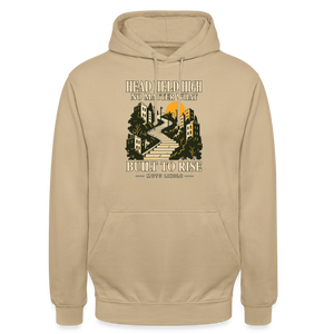 Street Hoodie Head Held High — Built to Rise | Prise de Conscience - beige