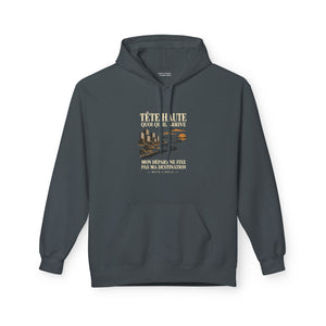 Hoodie Street TÊTE HAUTE — Mon départ ne fixe pas ma destination · Mutu Likolo