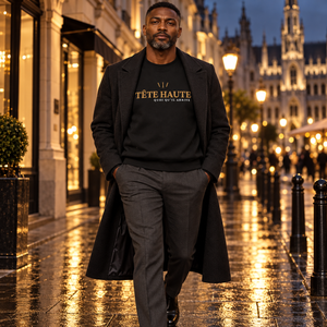 Look de soirée avec le sweat TÊTE HAUTE Édition Élan noir