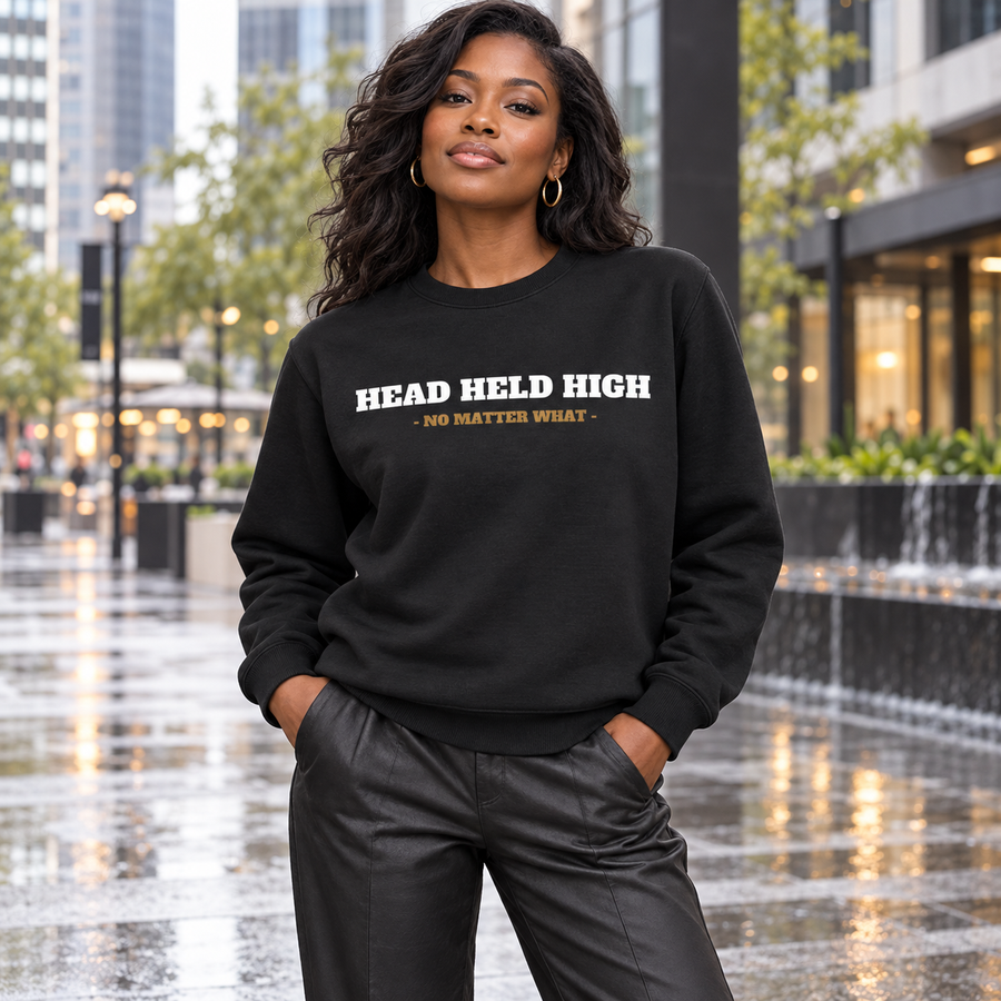 HEAD HELD HIGH essential black crewneck — urban hero