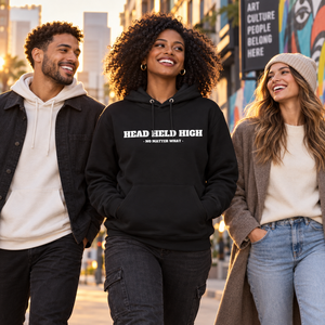 HEAD HELD HIGH black organic hoodie — urban group