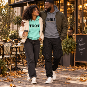 THQA hoodie menthe et gris éléphant — duo urbain café