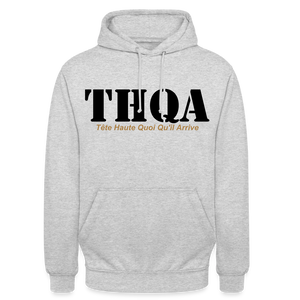 Hoodie THQA gris clair chiné — vue produit officielle