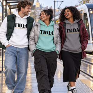 Hoodies THQA blanc turquoise et gris — groupe streetwear hiver