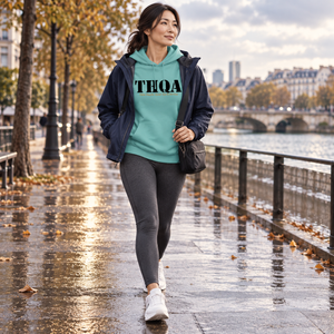 Hoodie THQA turquoise pastel — tenue pluie sportive
